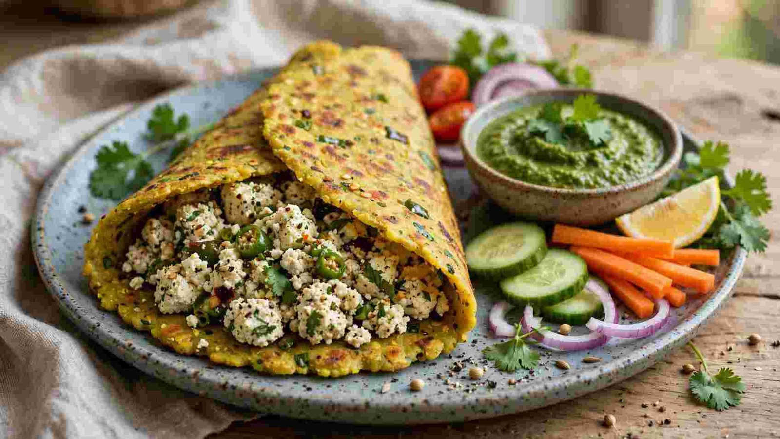 Moong Dal Chilla With Tofu or Paneer