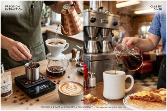 Coffee Philosophy: Precision Extraction vs. Bottomless Batch Brew
